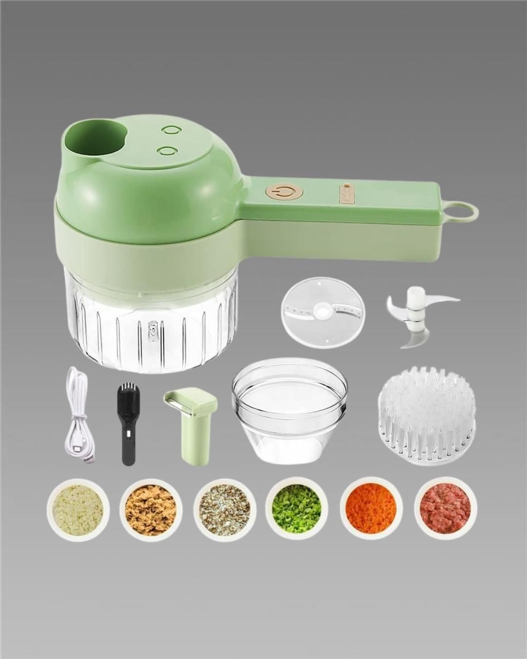 4-in-1 Electric Vegetable Slicer Set – Portable Rechargeable Wireless Food Processor & Chopper for Kitchen Prep